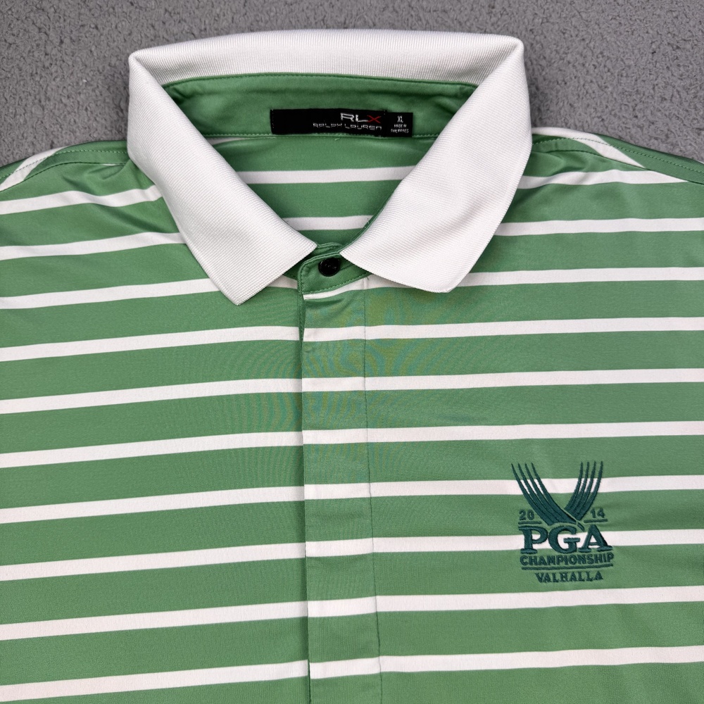 PGA Championship Shirt Polo Mens XL Green 2014 Valhalla Golf Ralph Lauren Stripe